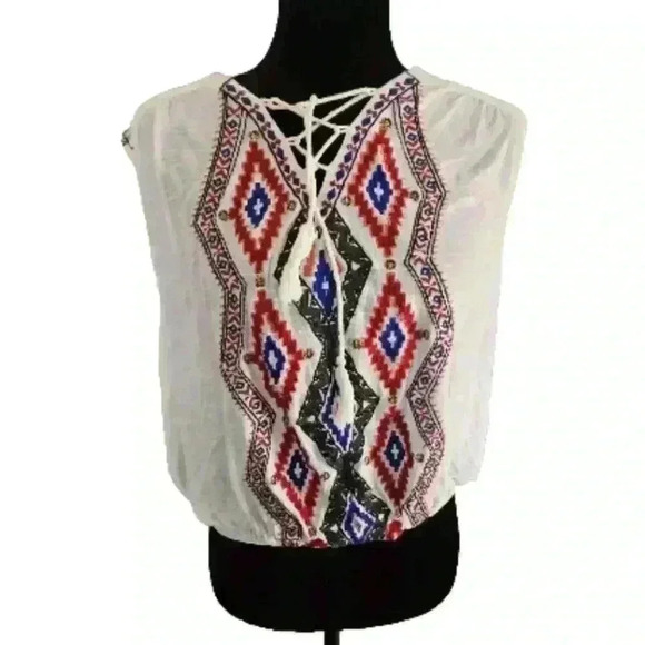 Free People Women’s Boho Embroidered & Embellished Tank Top XS | Festival Chic - Picture 2 of 16